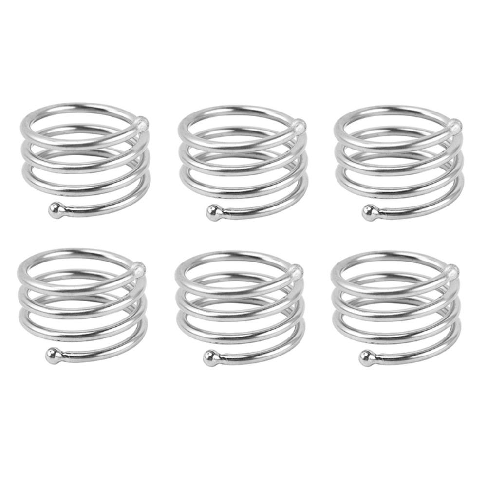 

6pcs Double Beads Spring Shape Napkin Ring Gold/Silver Serviette Ring Christmas Napkin Buckle Hotel