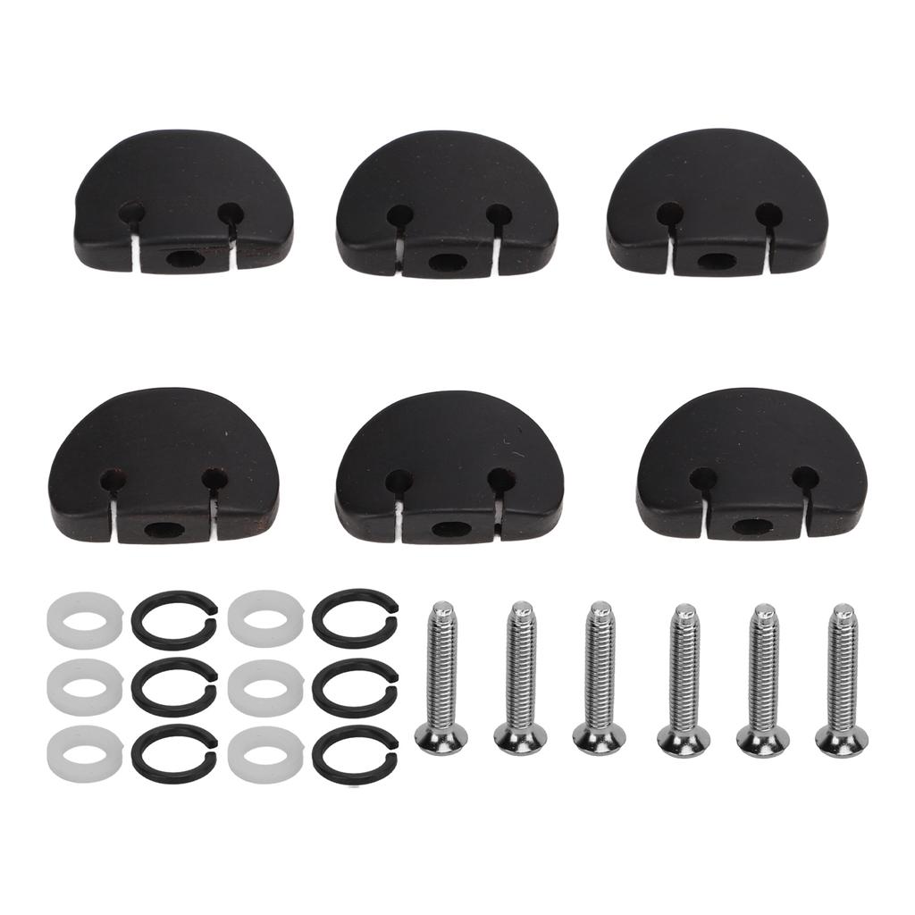6Set Guitar Tuning Peg Buttons Ebony Metal Tuner Machine Head Button for Electric GuitarsLarge Semi