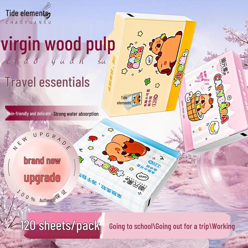 Cartoon Tissue Dispenser: Portable Bag with Printed Tissue, Virgin Wood Pulp, Wet & Dry Use