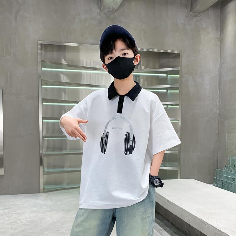Boys' short sleeved summer clothes 2026 new item, CUHK boys' summer letter printed T-shirt, thin base shirt