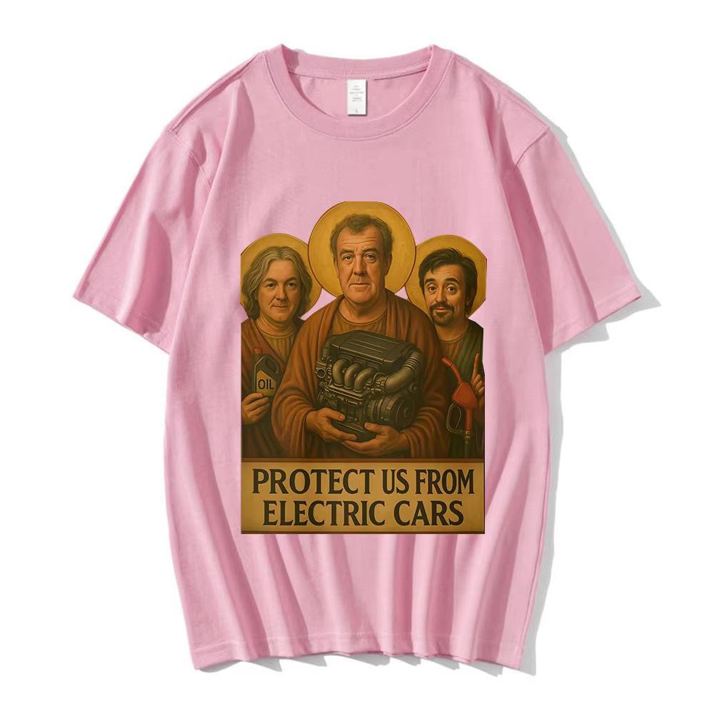 Jeremy Clarkson Beschütze uns vor Elektroautos Lustiges Meme Grafik T-Shirt Unisex Damen Lässig Baumwolle Übergroße T-Shirts Streetwear