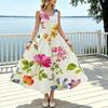 Sleeveless A-Line Maxi Dress,Lightweight Fresh Style Versatile Tank Dress for Daily Commute,Casual Wear & Vacation
