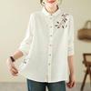 Southeast Asia Plus Size Retro Embroidered Cotton Linen Long Sleeve Shirt