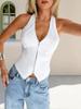 2026 Summer Women's Versatile V-neck Sexy Zipper Halter Tank Top