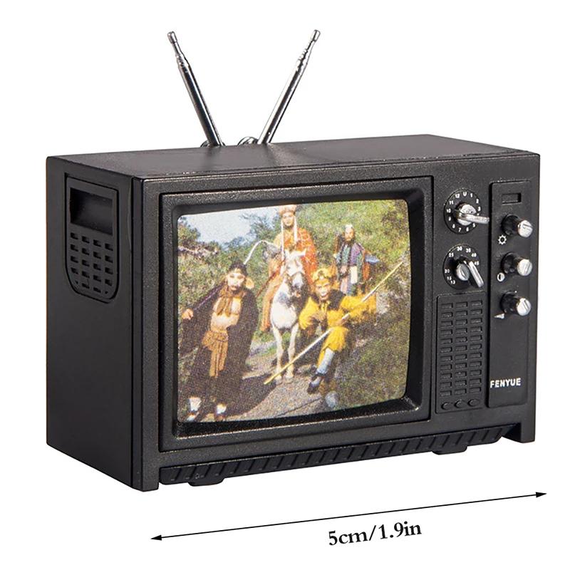 1 Stück 1:12 Puppenhaus Miniatur Fernseher Vintage TV Mit Bild Hausmöbel Modell Dekor Spielzeug