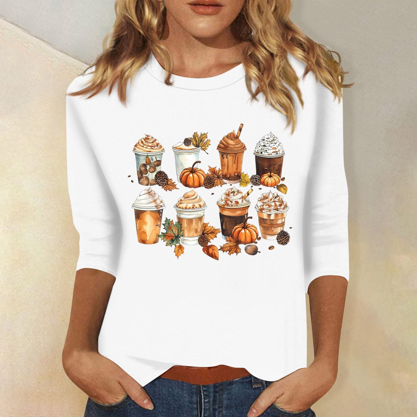 

Женская модная повседневная футболка с рукавом три четверти и принтом на Хэллоуин, с круглым вырезом XL белый