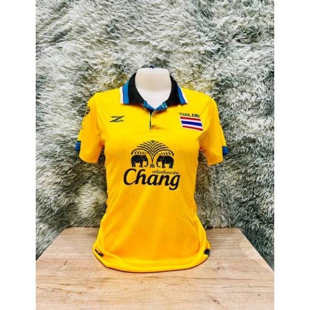 THAILAND National Football Soccer Vintage Shirt Polo Women Training JERSEY CHEER Print Quick Dry Short Sleeve Uniform Elephant Beer Flag Badge Logo