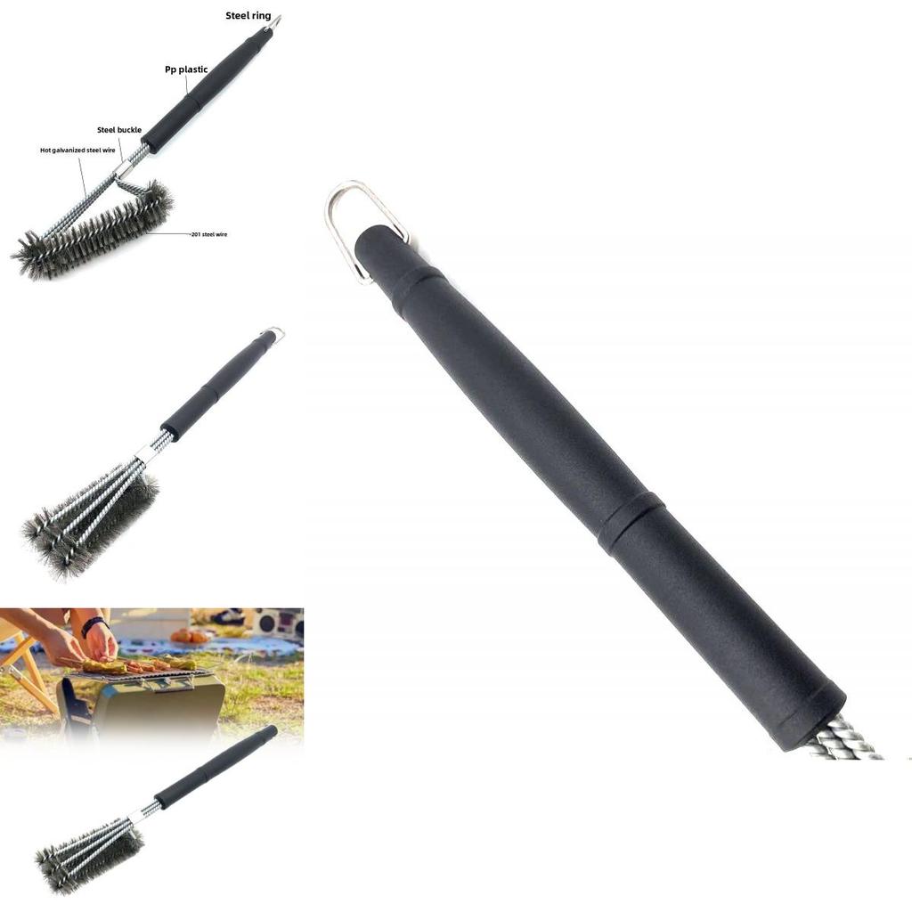 Stainless Steel Bbq Brush With Three Heads For Grill Cleaning And Maintenance