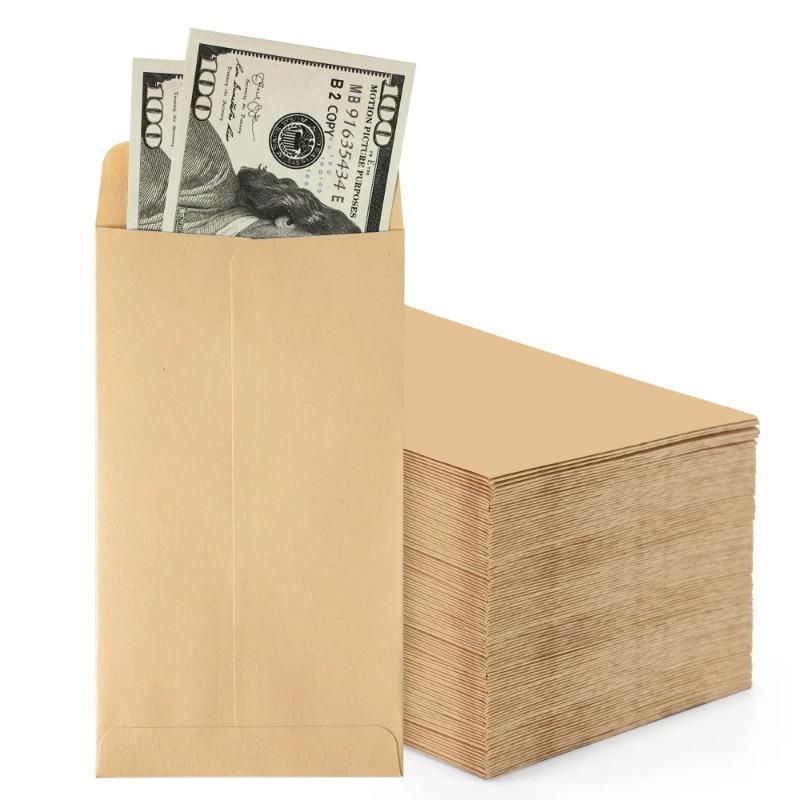 10pcs Self-Sealing Brown Cash Envelopes Envelope New Year Festival Cash Envelope Small Kraft Money Pouches for Budgeting & Gifts