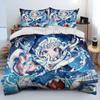 Cute Gawr Gura Hololive Anime Shark Bedding Set Duvet Cover Bed Set Quilt Cover Pillowcase Comforter King Queen Size Boys Adult