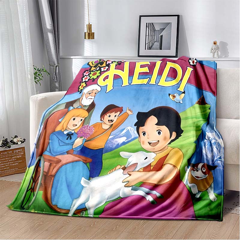 Heidi Ragazza delle Alpi Stampa Anime Coperta Plaid in Flanella Morbida Calda Accogliente Copriletto per Camera da Letto dei Bambini Soggiorno Decorazione per la Casa Regalo