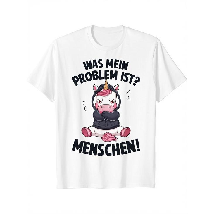 Funny Slogan Unicorn I Hate People Sarcasm T-Shirt, Black, S, Everyday Outfit, Casual Wear, Unicorn Design, Funny Tshirt, Durable Material,