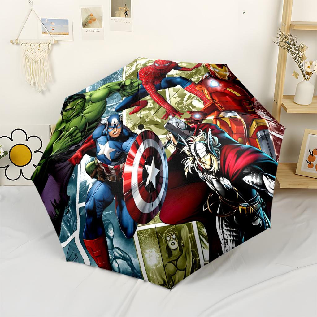 Avengers Team-up Party Compact Travel Automatic Umbrella Compact & Durable 8-Rib Design Foldable Design Travel Essential Vibrant Pattern Umbrella