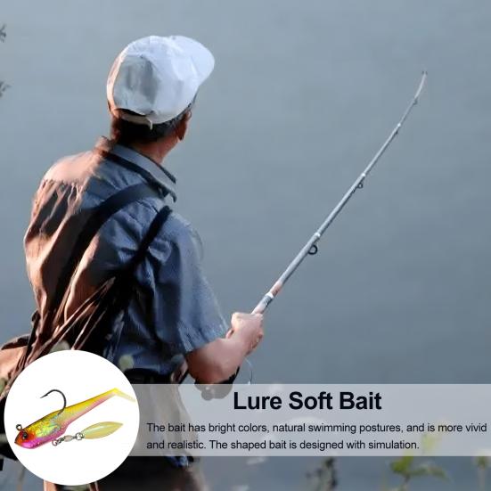 6Pcs Soft Fishing Lures Artificial Baits with Sharp Hook Realistic Looking Bright Color T-Tail Fake Baits Swimbait Fishing Tackle