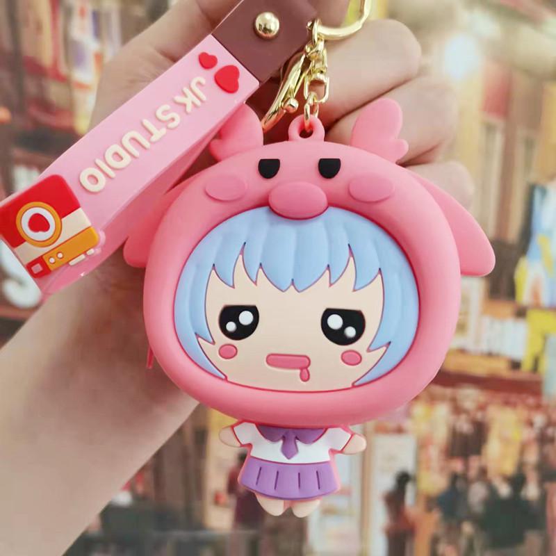 Silicone Bear Girl Coin Purse & Keychain Earphone Pouch