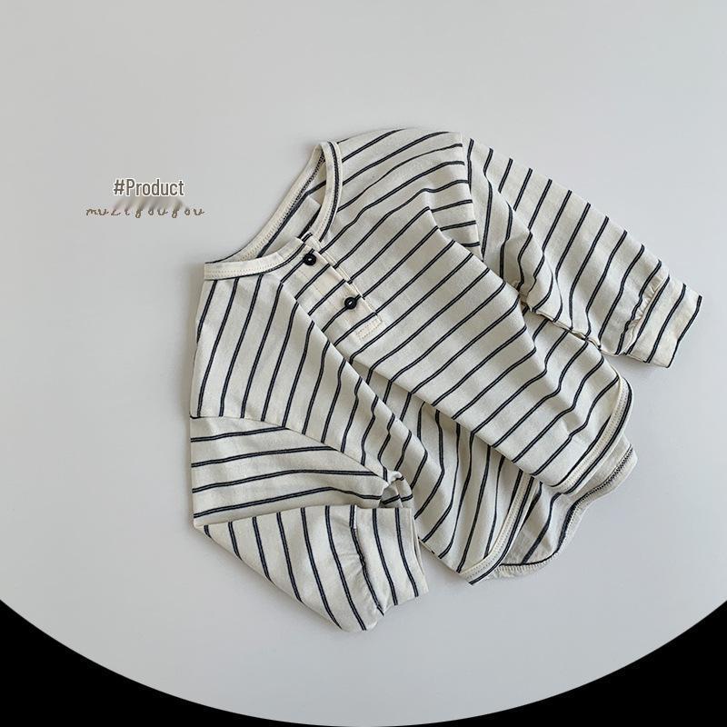 Autumn 2025 Striped Long-Sleeve T-Shirt for Boys and Girls: Trendy Japanese & Korean Style