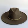 Yellow Fashion Fedora Hat With Colorful Chain 9.5Cm Wide Brim Hat For Women Winter Men'S Hat Cowboy Felt Hat  Sombreros
