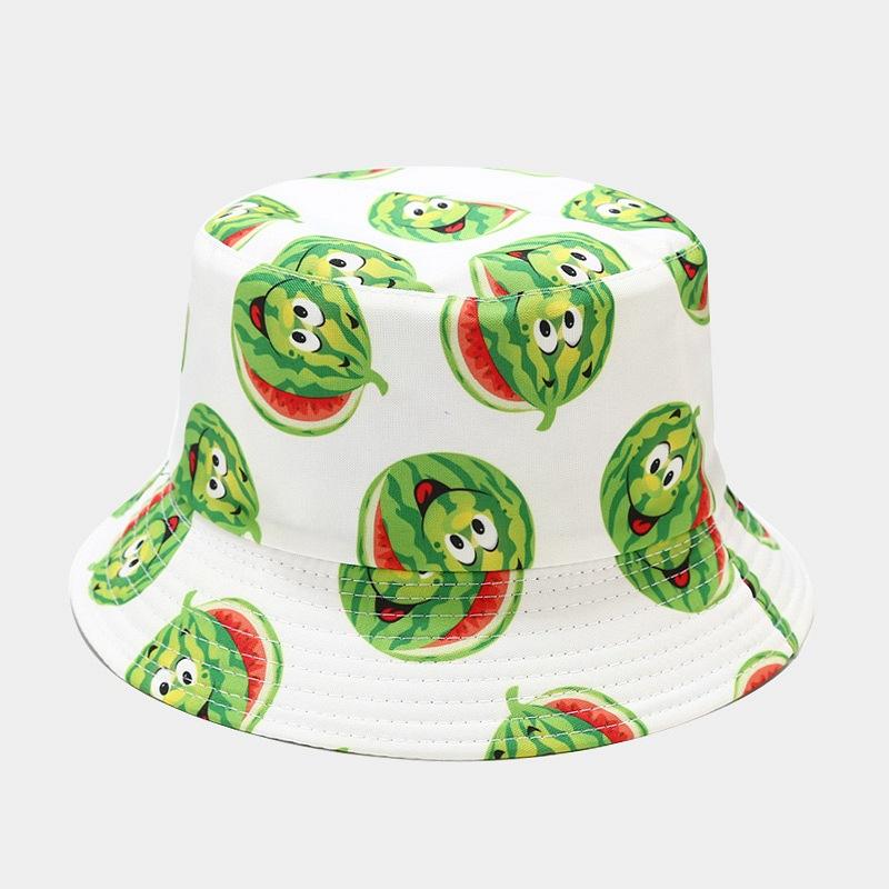 Creative Printed Fruit Pattern Bucket Cap Unisex Outdoor Leisure Fisherman Hat Summer Beach Uv Protection Sun hats Panama Bob