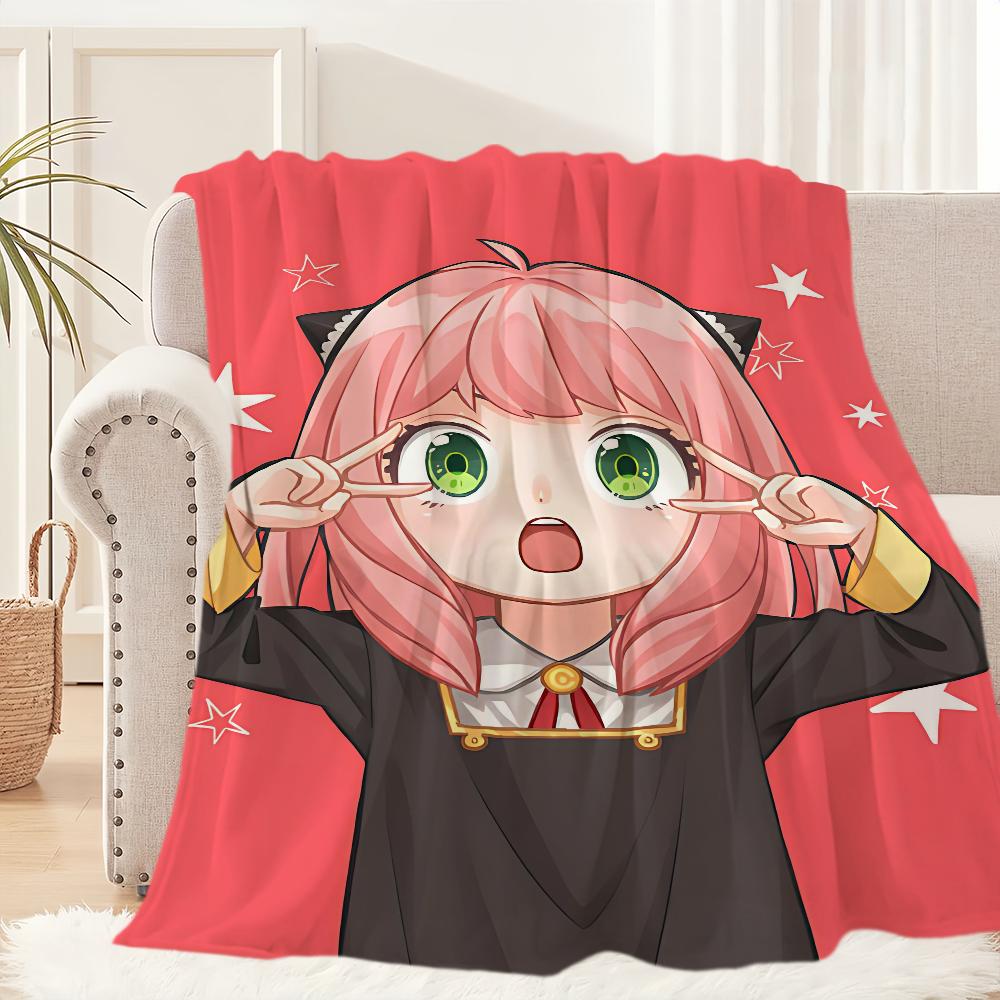S-SPY×FAMILY Anya Forger Cute Blanket Blanket for Couch Sofa Travel Home Hiking Picni Bed Beding Flannel Blanket birthday gift