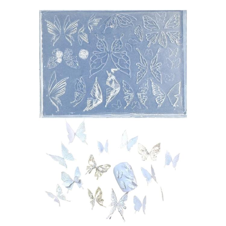 High Transparency Silicone Nail Stamp Mold 3D Butterfly Carving For Creative Nail Art Designs Jewelry Tool 1