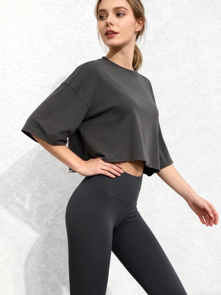 American Spicy Girl Short Sleeve Crop Top - Women's Summer Cotton Round Neck T-Shirt