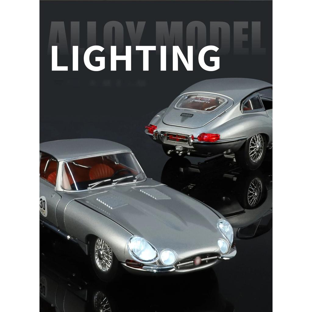 NEW 1/24 Jaguars E-Type Alloy Car Model Sound and Light Pull Back Children's Toy Collectibles Birthday Gift