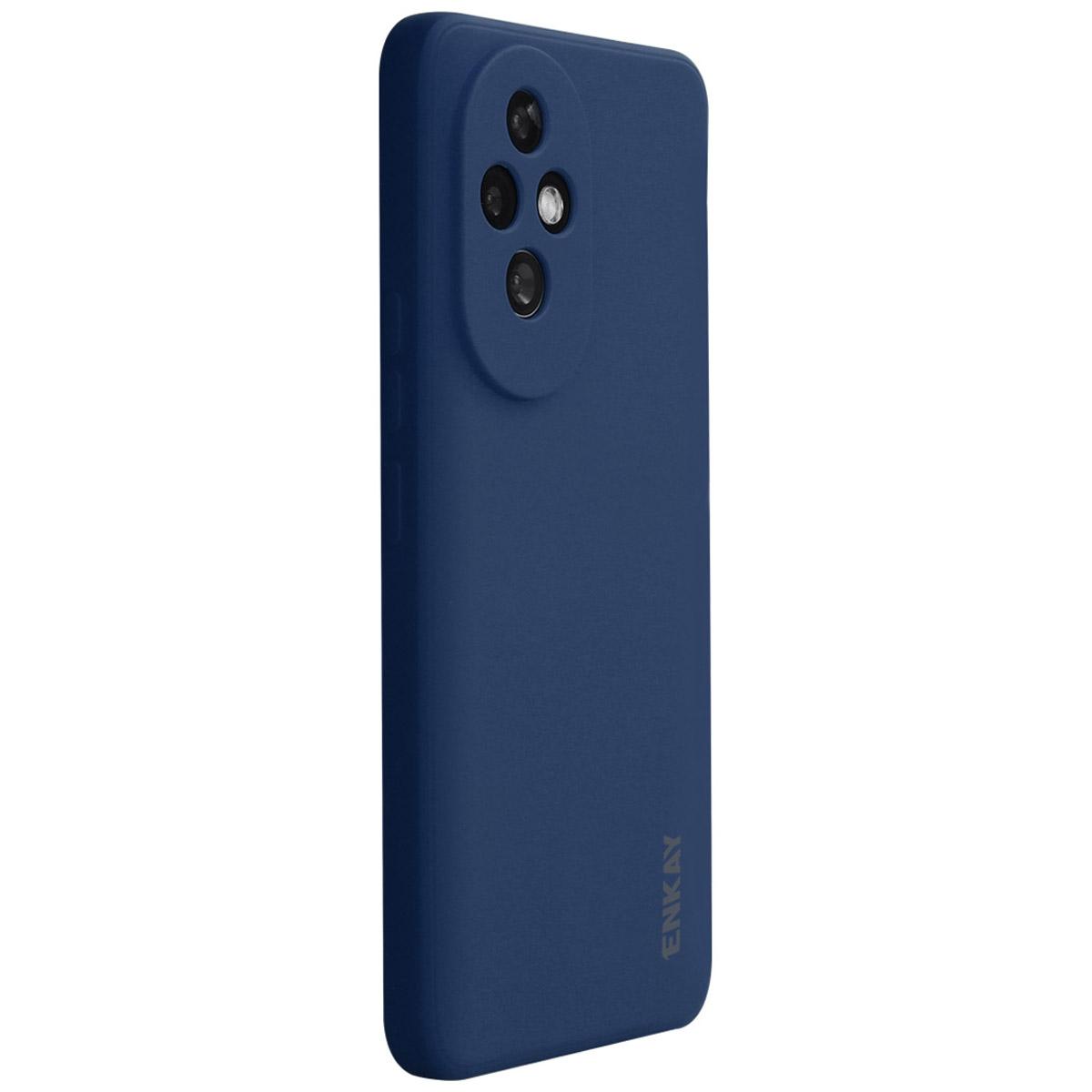 

ENKAY HAT PRINCE For Honor 200 Pro 5G Liquid Silicone Case Straight Edge Phone Cover Dark Blue