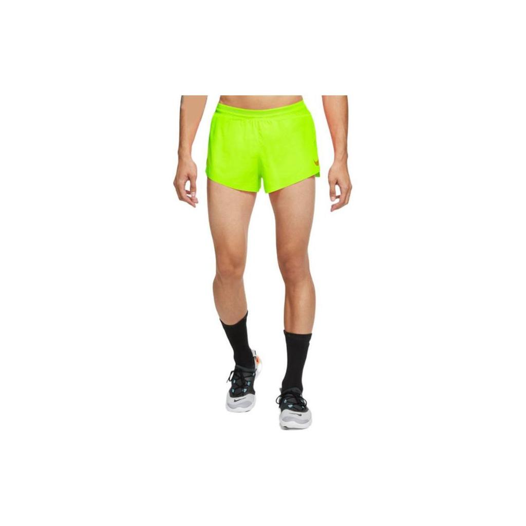 Nike Moisture-Wicking Solid Color Running Shorts Men Bottoms Fluorescent-Yellow CJ7838-702