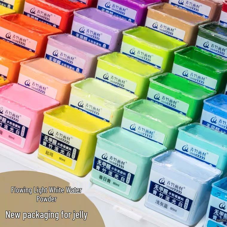 Blue Bamboo 42-Color Watercolor Set with Luminous White and Brushes, 80ml