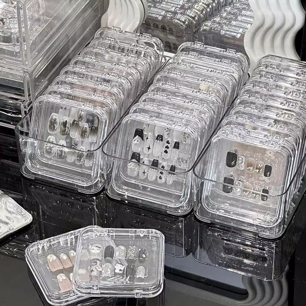 Multi-functional Press-On Nail Display Case Dust-proof Badge Storage Box  Collectible