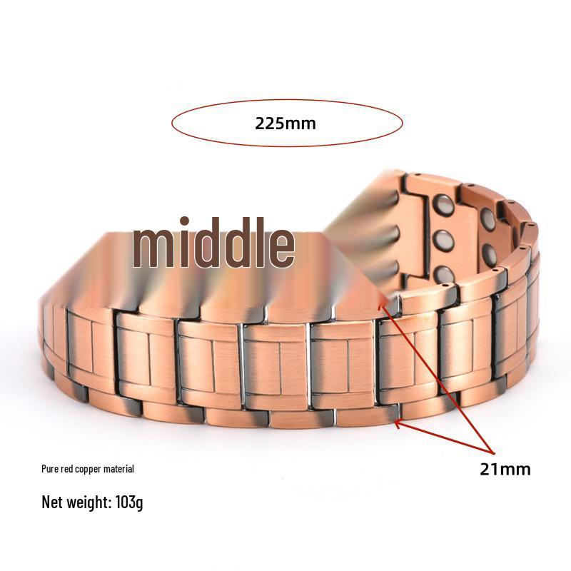 Men's Magnetic Therapy Wide Red Copper Bracelet with Tire Pattern