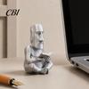 Miniature Reading Statue 3D Printed Moai Figurine Ornament, Cross-Legged Sitting Desktop Fine Detail Palm Decoration, Creative Sculpture, Unique Gift