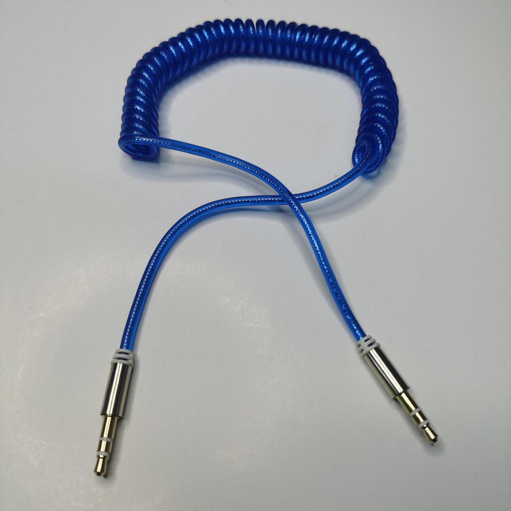 1.5m Spring AUX Audio Cable, 3.5mm Male-to-Male, Retractable Car Connection