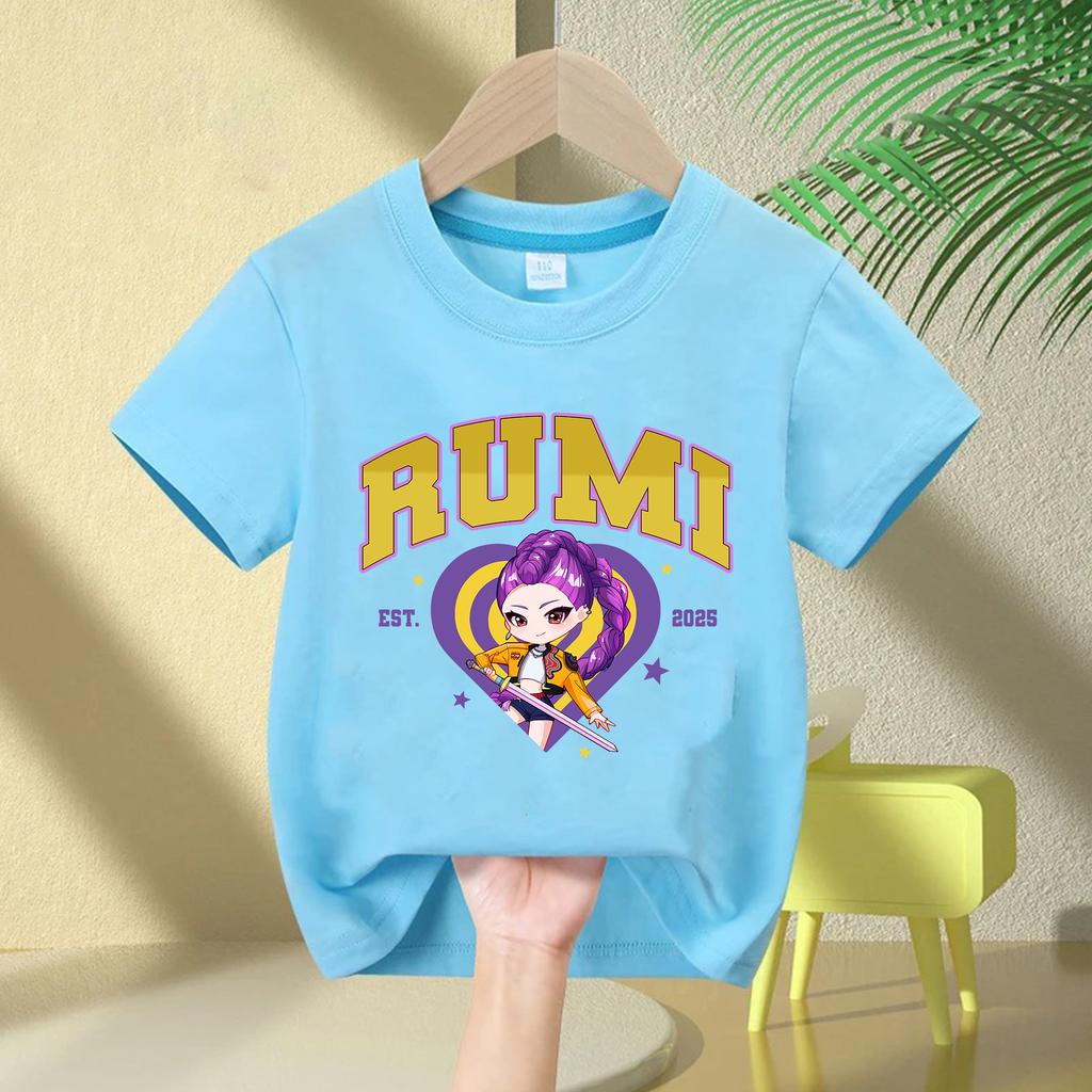 Soft Cotton T-Shirt for Girls, 2026 Movie Design,Children's Clothing,Gifts for K-Pop Demon Hunters Fans, Fashionable Casual Tops