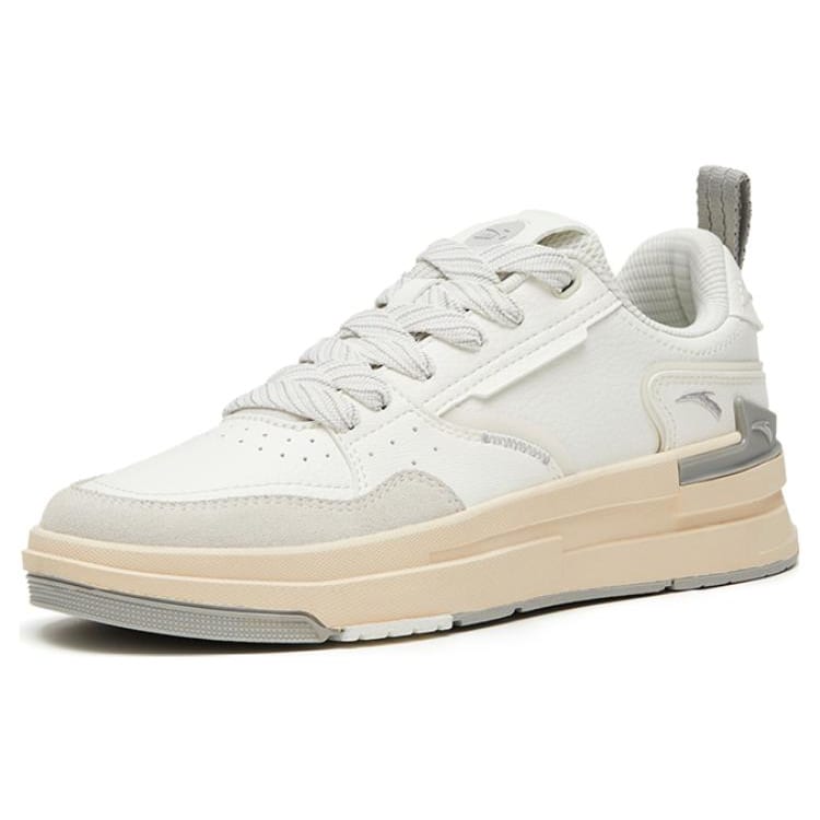 Anta Bump Leather Slip Resistant Abrasion Resistant Low top Skateboard Shoes Women's White 922328076-1