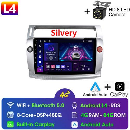 Android 14 Car Radio for Citroen C4 C-Triomphe C-Quatre 2004-2009 Multimedia Video Player Navigation GPS Carplay 4G QLED Screen