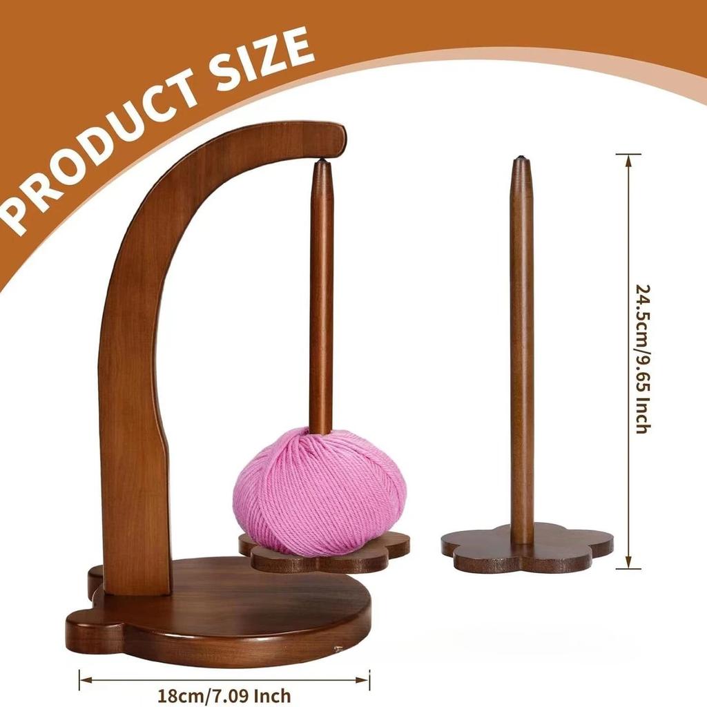 360° Rotation Spinner Wooden Yarn Holder Spinning Knitting Tools Crochet Holder Rotating Magnetic Thread Spool Wool Ball Winder