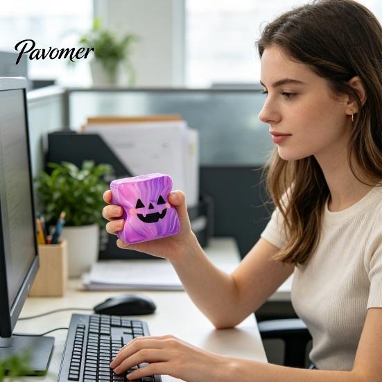 Gifts for Holiday Parties Halloween Squeeze Toy with Glitter & Light Up, Maltose Cube Sensory Fidget Colorful TPR Cubes Stress Relief, Slow