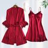 Set Pigiama - Camicia di Seta con Pizzo e Fascia Lingerie Homewear