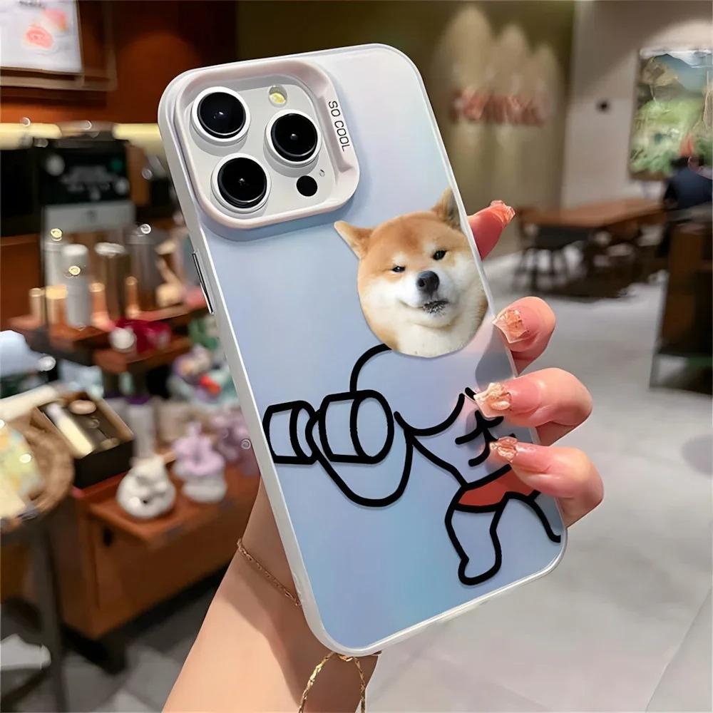 Funny Fitness Shiba Dog and Cat Matching Case for iPhone 16 15 12 13 11 14 Pro Max XR Xs 8 Plus Shockproof Cover for Couple_