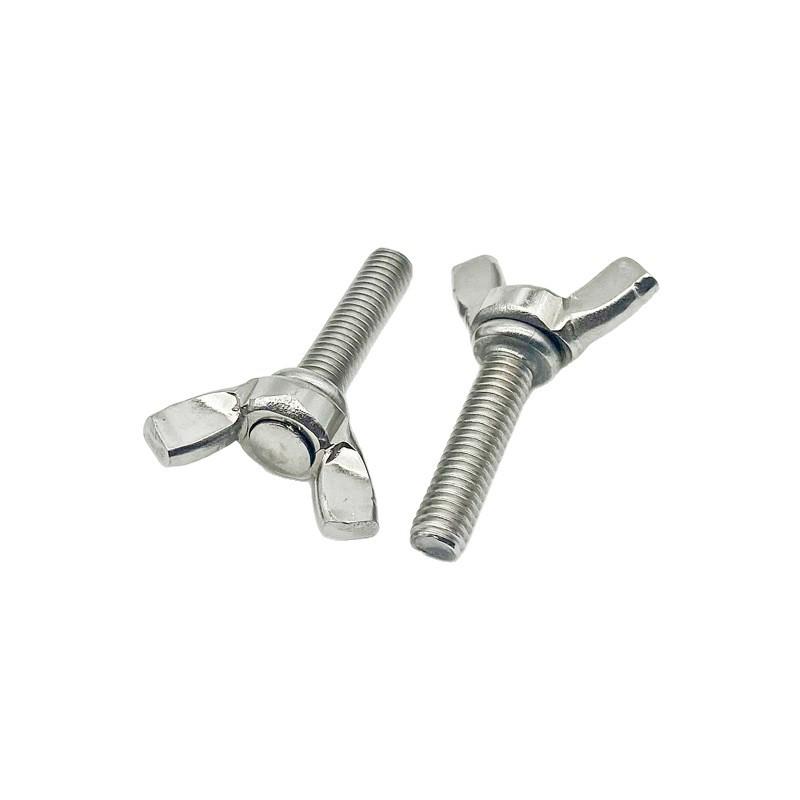 304/201 Stainless Steel Wing Head Hand-Tightening Screws, DIN316, Ram's Horn, Round Head, Machine Screws M3-M10, Metric/Imperial