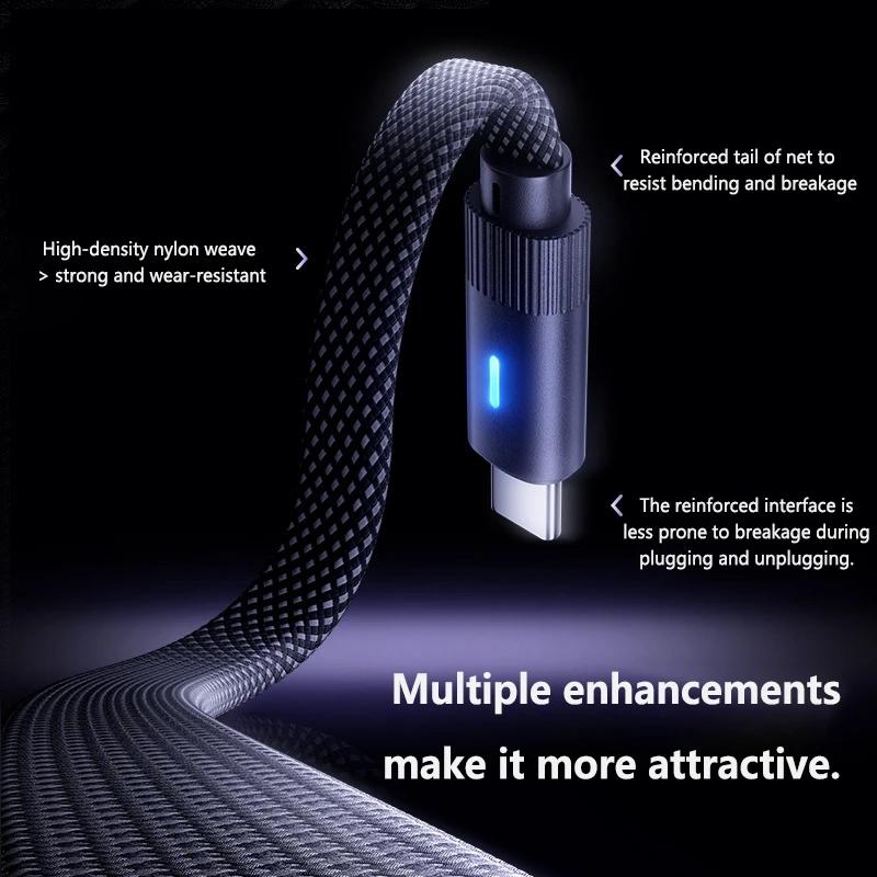 Phone Cable 91°Single-Bend Dual Type-C Fast-Charging Data Cable With Flat Design Compatible With Apple Iphone 17 Huawei Androd