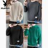 PLAYBOY Men's Wave Pattern Mock Neck Sweater