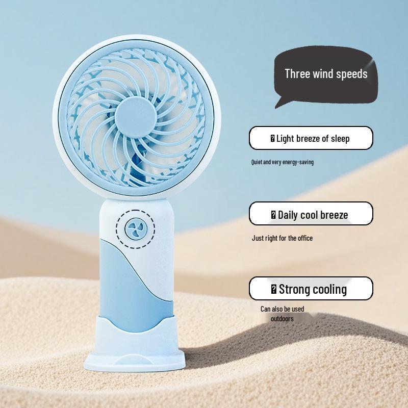S520 Portable Three-Speed Rechargeable Mini Fan - Soft Color, USB-Powered for Outdoor Use