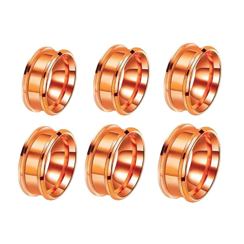6 Stück/Packung Modische Leere Ringrohlinge Edelstahl Gerillte Ringe Unisex Ringe Perfekt für DIY Schmuckherstellung