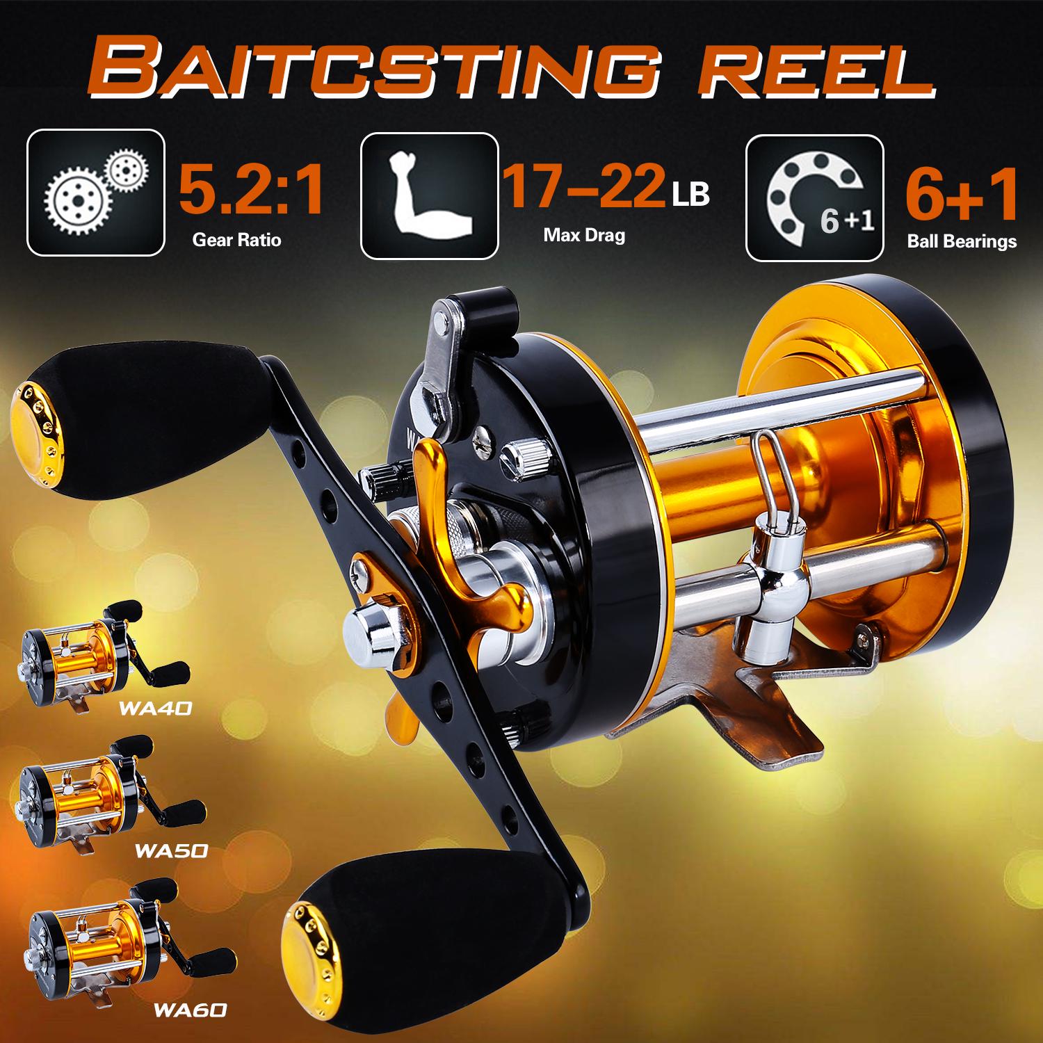 

Круглая рыболовная катушка Baitcast, морская рыбалка 6 + 1BB, 17-22 фунта, троллинговая катушка, катушка для морской рыбалки, пресной воды WA60