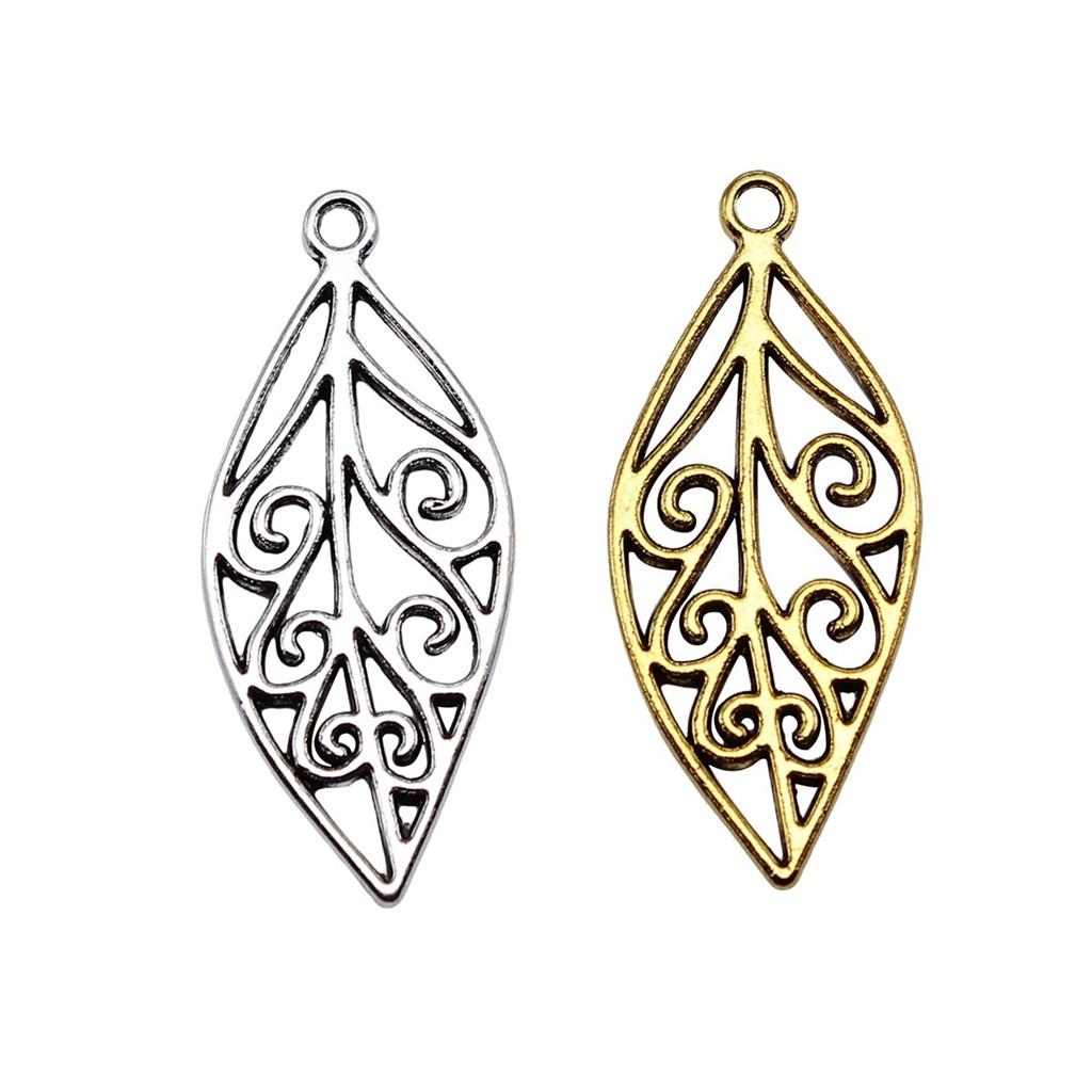 Filigree Leaf Charms Antique Alloy Pendants For Nature Inspired Jewelry