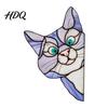 Sunlight Catching Cat Sticker Stained Glass Window Cling Vintage Colorful Kitty Decal Removable Static Cling for Door Wall Car UV-Resistant