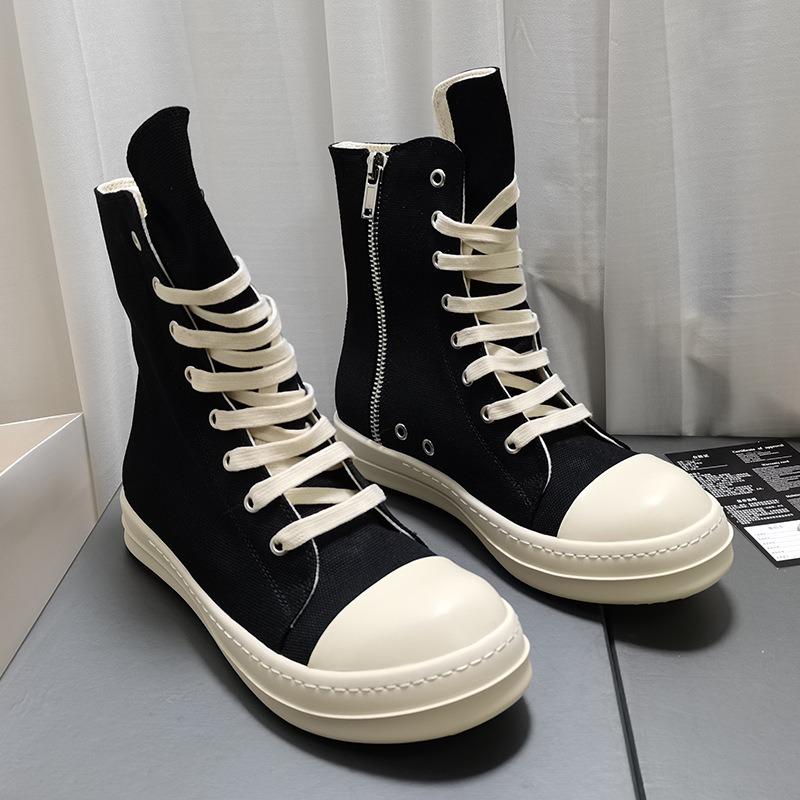 Men's high-top shoes platform canvas shoes zipper casual cloth board shoes trendy men's shoes summer women