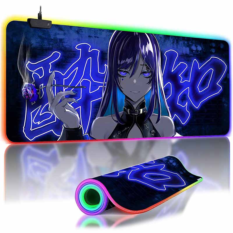 Kawii Anime LED Mousepad HD Print Virtual Idol  Gamers Desk Mat RGB Backlit Non-slip Mouse Pad XXL Keyboard PC Desk Pads
